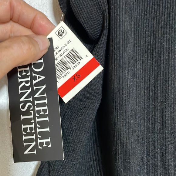 NWT (XS) Danielle Bernstein shirt thong high neck ribbed black high leg bodysuit - Picture 5 of 11